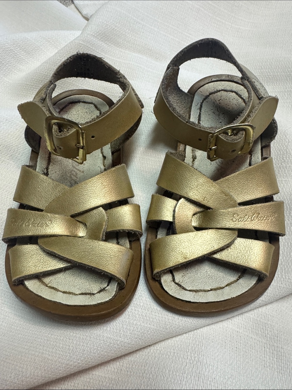 Salt Water Sandals by Hoy Metallic Gold Kids Fisherman Sandals